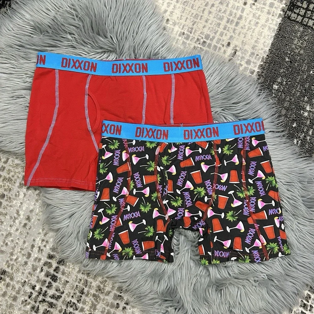 Dixxon Flannel Co Men's XL Premium Boxer Briefs Tropical Black & Red 2 Pairs NIB